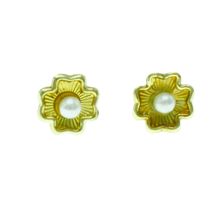 New Real 14K Yellow Gold Flower Shape Stud Earrings Large Screw Back