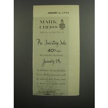 1953 Mark Cross Fashion Advertisement - Pre Inventory Sale
