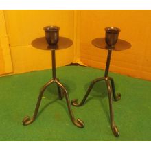 Pair of Black Wrought Iron Candle Stick Holders