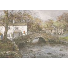 Malham Village Shop Yorkshire Giant Painting Postcard