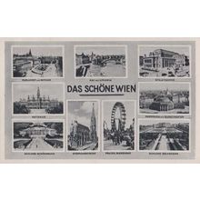 Das Schone Austrian Wien Big Wheel Vintage Multi View Postcard
