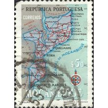 MOZAMBIQUE, Map of Mozambique, blue 1954, 0.50Esc