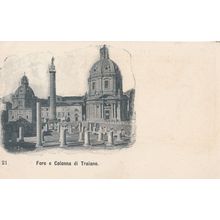 Foro E Colonna De Traiano Old Italian Postcard