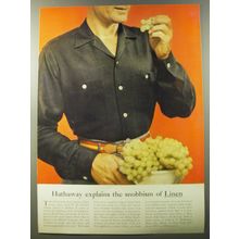 1953 Hathaway Shirts Ad - Hathaway explains the snobbism of Linen