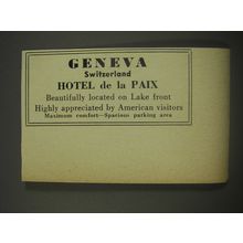 1956 Hotel de La Paix Ad - Geneva Switzerland