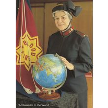 The Salvation Army Eva Burrows Spinning Globe Map 1980s Rare Postcard
