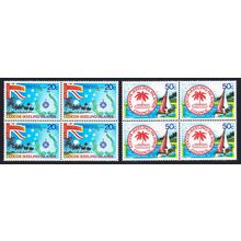 Cocos (Keeling) Is. Sailing Southern Cross 2v Blocks of 4 1979 MNH SG#32-33