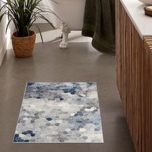 2 X 5 Navy Blue Cobblestone Pattern Area Rug