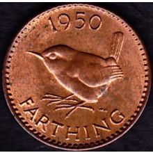 1950 Great Britain 1 Farthing Coin