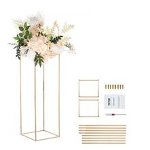 2PCS 31.5inch High Wedding Flower Stand, Metal Vase Column Geometric Centerp...