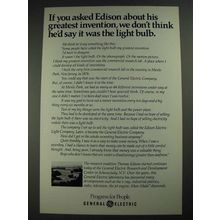 1977 General Electric Ad - Asked Edison About His Greatest Invention