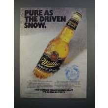 1989 Miller Genuine Draft Beer Ad - Pure as Snow