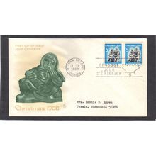 FDC Rose Craft 5c Christmas Pair (Cachet-Typed/A) CV39420