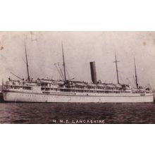 HMT Lancashire Ship Worn Antique Postcard