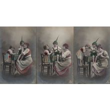 Children Dressed As Pixie Elf Gypsy Sewing 3x Old Postcard s