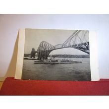 NAVAL SHIP?, FORTH BRIDGE, SCOTLAND unused vintage postcard photograph on card =