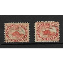 CANADA 1859 5c BEAVER BOTH SHADES USED SG31/32