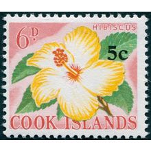 Cook Islands 1967 5c on 6d Hibiscus SG212 MNH