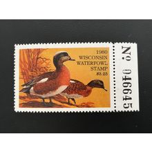 ICOLLECTZONE US 1980 Wisconsin WI3 Plate # Single Duck Stamp VF NH