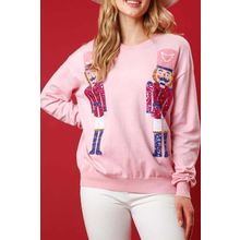 Pink Nutcracker Christmas Crew Neck Sweatshirt