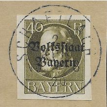 GER (BAVARIA) 1919 40pf KING LUDWIG III' (OVPT)(IMPERFED) FINE USED(EBID65-463)