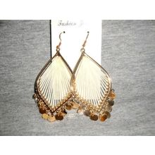 Flamboyant 1920s harp strung style gold tone drop earrings