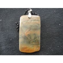 Beautiful fancy spider web jasper pendant & black woven necklace