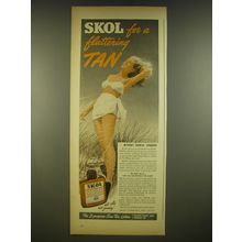 1945 Skol Suntan Lotion Ad - Skol for a flattering Tan