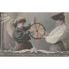 Your Wheel Of Fortune Antique Romany Telling Future Beware Postcard