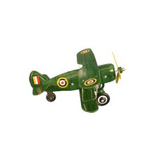 MS454 - Collectible Tin Toy - Green "Curtis" biplane - 3"H x 7.25"W x 7.75"D