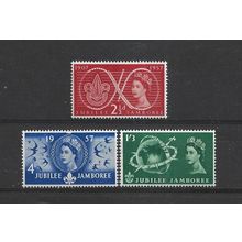 GB.World Scout Jubilee Jamboree set of 3.Mounted Mint.Jul25a