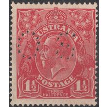 Australia 1924 1½d Scarlet KGV perf OS with White Flaw on Emu's Leg
