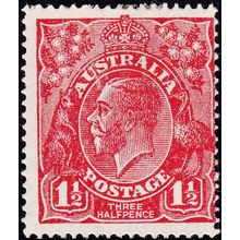 Australia 1925 1½d Scarlet KGV with Thin RAL Retouch