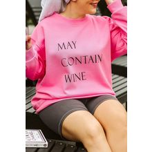 Pink May Contain Wine Crew Neck Plus Size Sweatshirt
