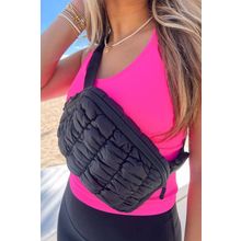 Black Quilted Puffer Belt Bag Fanny Pack