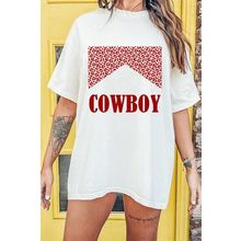 White Oversize COWBOY Graphic Round Neck Short Sleeve Tee