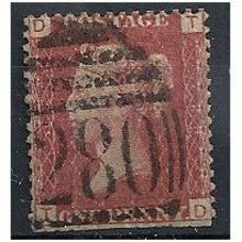 1858 SG43 1d Red Plate 162 Good Used Check Letters "TD" ...