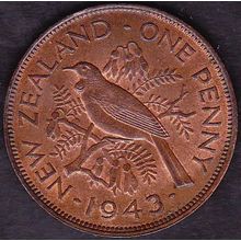 1943 New Zealand 1 Penny Coin