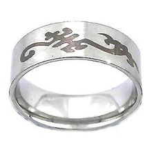 Men's 316L Stainless Steel Tribal Engraved 10 mm Band Ring