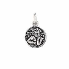 Sterling Silver 925 Thoughtful Angel on Round Charm Pendant