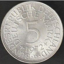 1972 D Germany 5 Mark Silver Coin