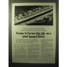 1964 Cunard Queen Mary Cruise Ad - Escape to Europe