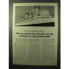 1964 Cunard Queen Mary Cruise Ad - Surprise Your Wife
