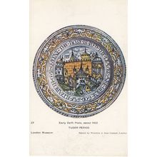 Delft Medieval Tudor Plate 1602 Vintage Postcard