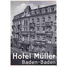 Hotel Muller Baden Germany Antique Postcard