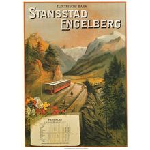 Engelberg Stansstad Skiing Electric Bahn Railway Swiss Poster Postcard