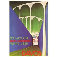 Davos Der Weg Zur Kraft Gesundheit Fahrt Uber 1929 Switzerland Poster Postcard