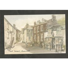 Postcard Cornwall Port Issac Town Watercolour by David Skipp