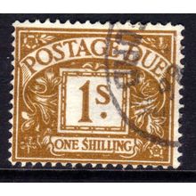 GB 1960 QE2 1/-d Ochre Postage Due Used SG D64 Wmk 179 ( G1476 )