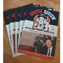 X5 Manchester United Vintage Football Programmes. No's 16/20/8/9/7
